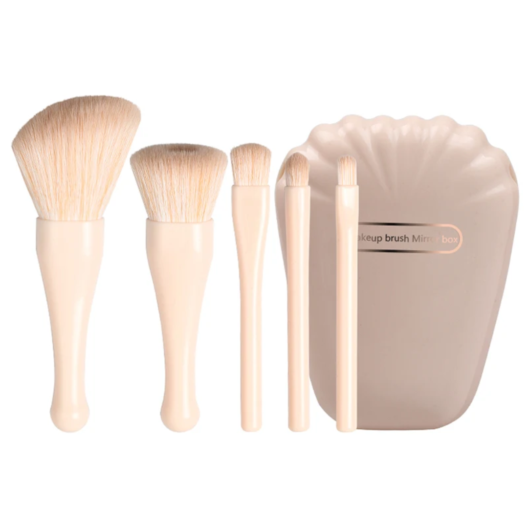 makeup brush / 5 in 1 portable mirror and brush set