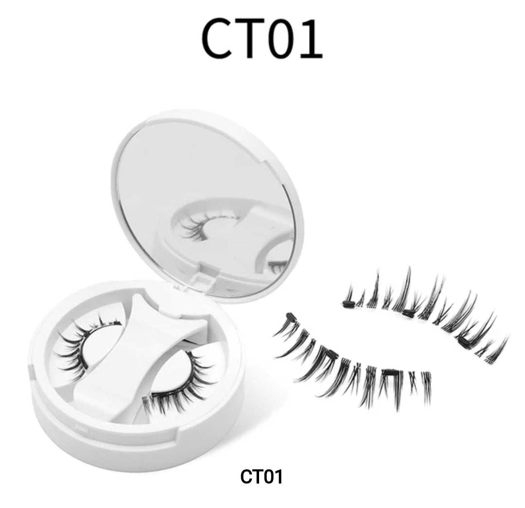 False eyelashes - Magnetic Reusable Clip-on Lashes Kit No Glue Needed with Applicator Tool