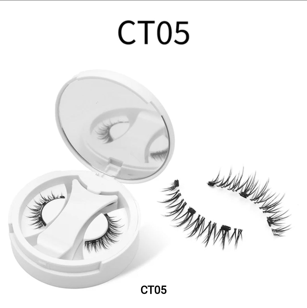 False eyelashes - Magnetic Reusable Clip-on Lashes Kit No Glue Needed with Applicator Tool