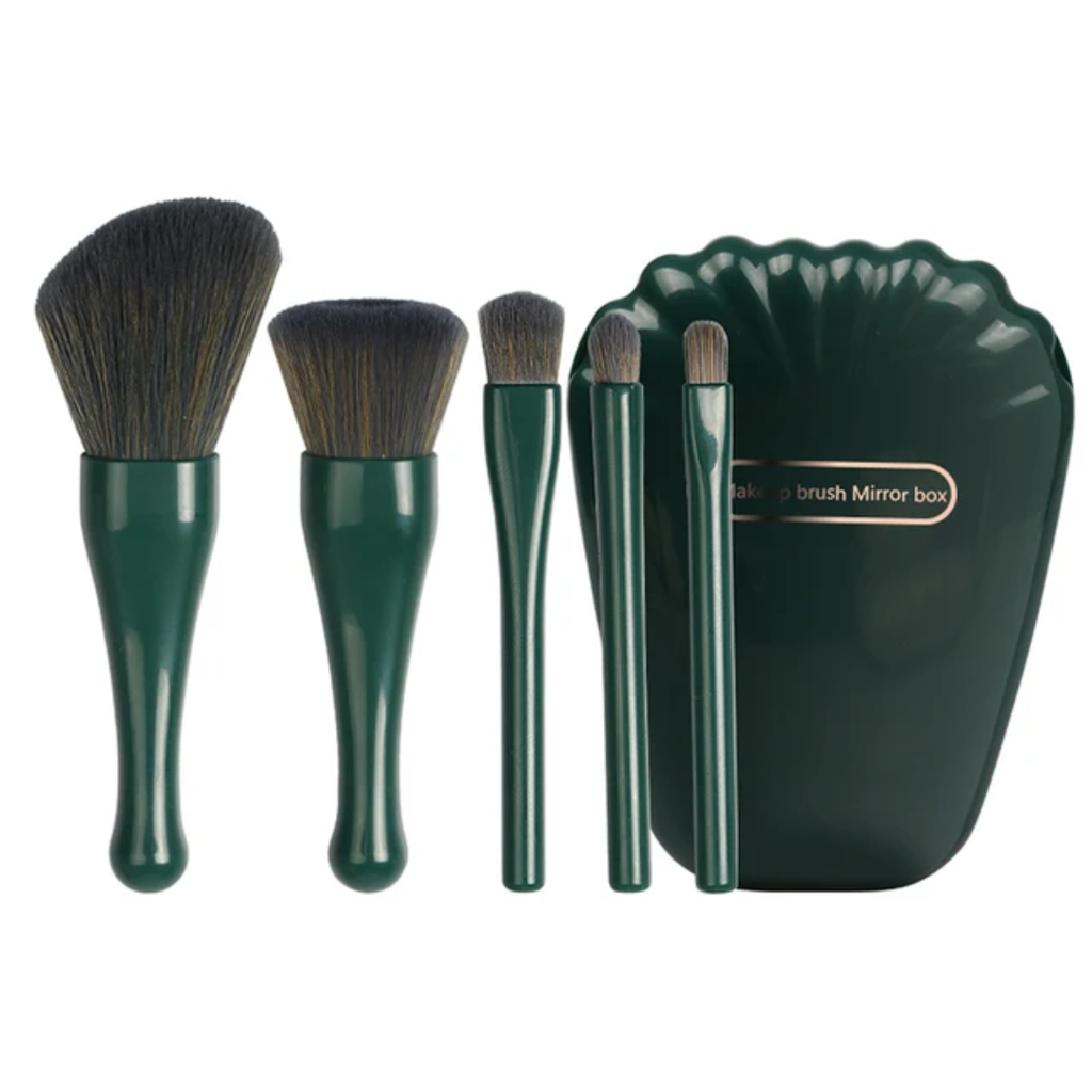 makeup brush / 5 in 1 portable mirror and brush set