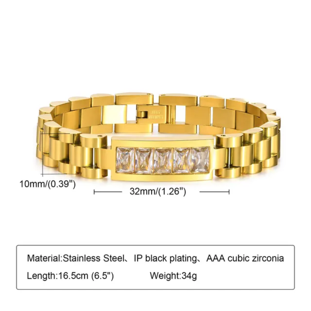 Multi Style Non Tarnish 18k Gold Plated Stainless Steel cubic Zirconia Link Bracelet Chain for women
