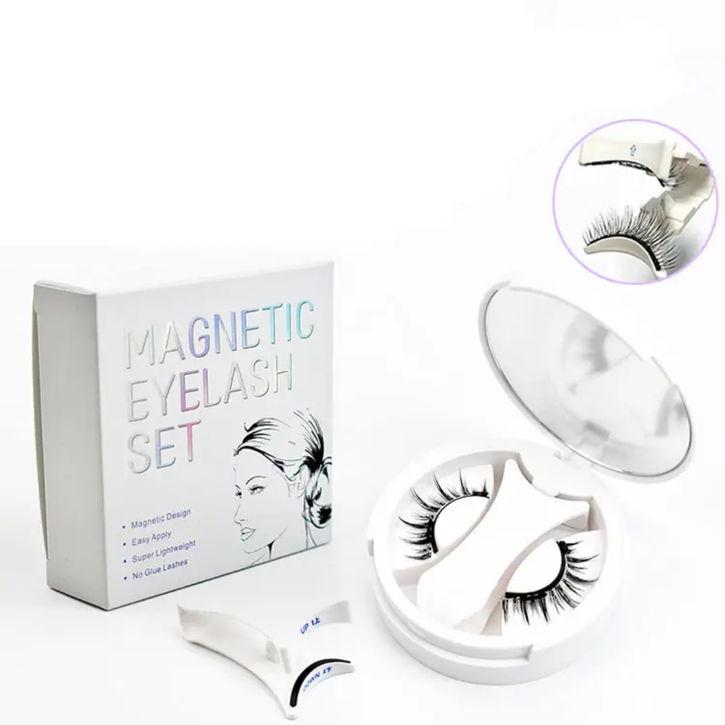 False eyelashes - Magnetic Reusable Clip-on Lashes Kit No Glue Needed with Applicator Tool